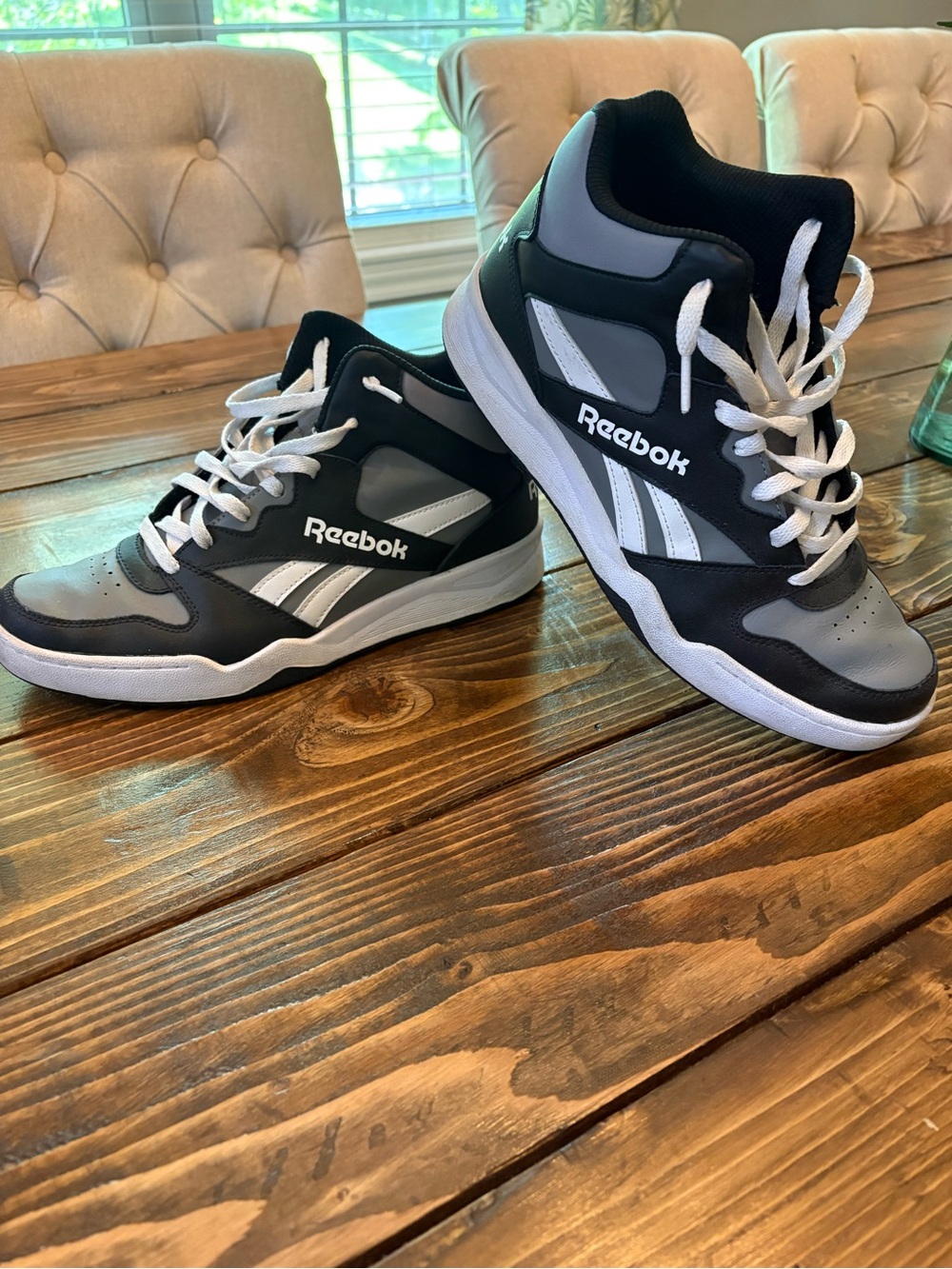 Reebok Black, Gray & White Mid-Top Sneakers
